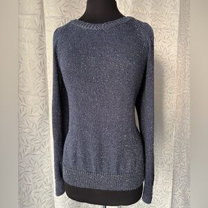 Saks Fifth Avenue Navy Blue Cold Shoulder Sweater